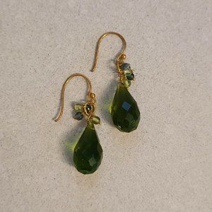 Green Drop Quartz Earrings
